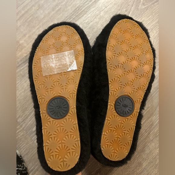 New without tags Ugg black fluff yeah shearling sling back slipper - Picture 8 of 13